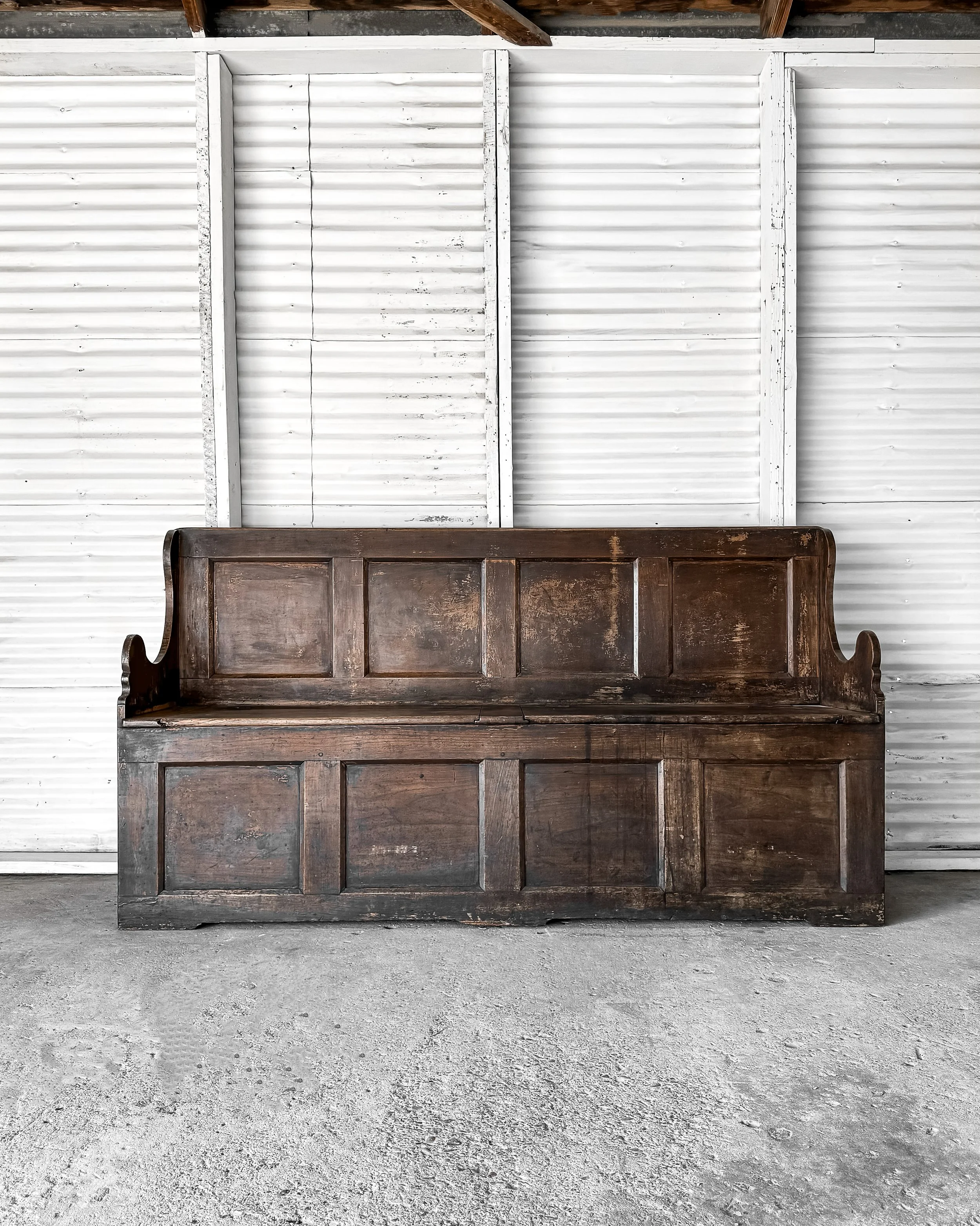 19th Century French Box Settle Bench — East End Salvage